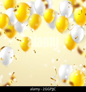 Elegant golden yellow black ballon Happy Birthday celebration card banner  template background Stock Photo - Alamy