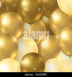 Happy Birthday Golden Balloon Hanging Banner sul muro. Decorazioni della  festa di compleanno. Interni domestici Foto stock - Alamy