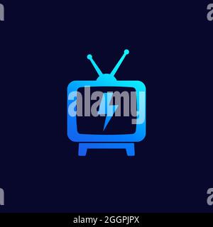 tv with antenna vector logo icon Stock Vector