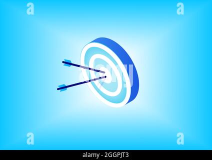 Target isometric 3d vector icon. Bulls-eye and target setting concept illustration. Stock Vector