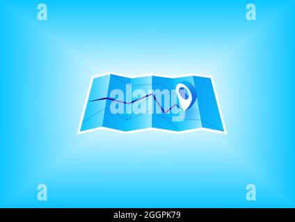 Navigation map isometric 3d vector icon. Online navigation concept illustration. Stock Vector