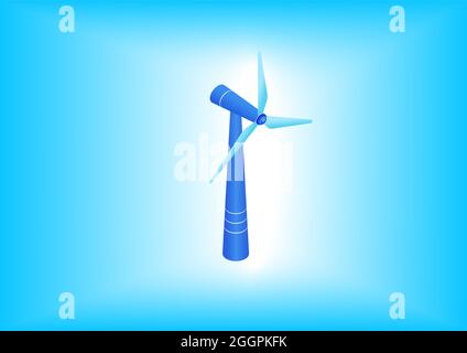 Wind turbine isometric 3d vector icon. Renewable energy concept illustration. Stock Vector