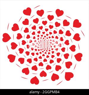 Heart shaped rotated in fibonacci pattern Stock Vector