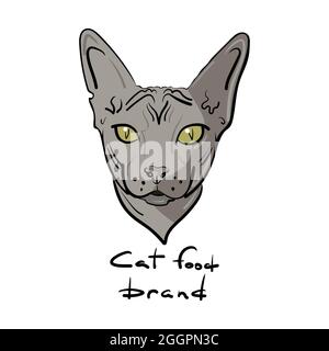 Stylized cat for packing cat food. Vector illustration. Stock Vector
