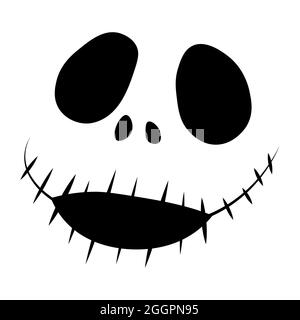 Skellington. Halloween Jack Faces Silhouettes. Vector Halloween Faces 