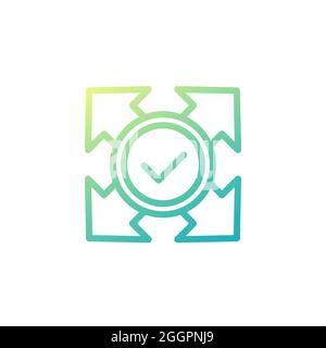 expand icon with check mark, line design Stock Vector