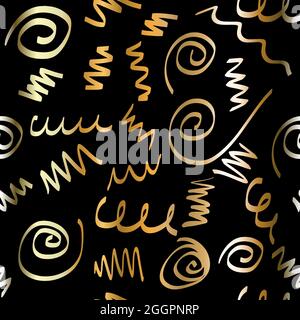 Gold Scribble Seamless Pattern Background Stock Vector