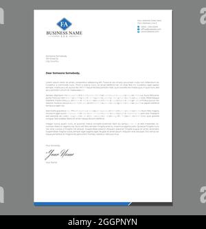 Blank Letterhead Template for Print with Initial AF and FA or Logo Stock Vector
