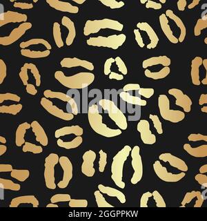 Gold Leopard Print Repeat Pattern Stock Vector