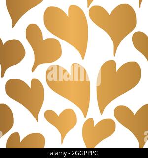 Gold Heart Seamless Pattern Design Stock Vector