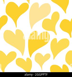 Yellow Heart Seamless Pattern Design Stock Vector