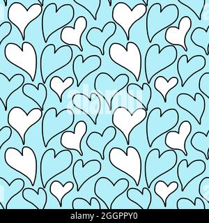 Blue Heart Seamless Pattern Design Stock Vector