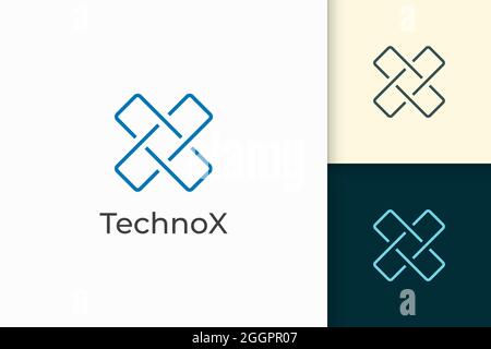 Modern letter X logo for technology company Stock Vector