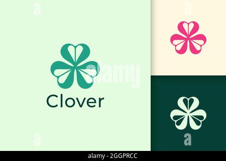 Clover logo with simple love shape represent lucky Stock Vector