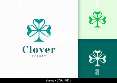 Clover logo with simple love shape represent lucky Stock Vector
