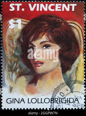 Gina Lollobrigida portrait on postage stamp Stock Photo
