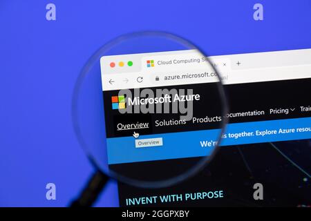 Ostersund, Sweden - April 29, 2021 Microsoft Azure homepage. Microsoft Azure is a cloud computing service created by Microsoft. Stock Photo