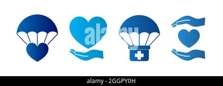 Humanitarian Aid Isolated Icon Set Stock Vector