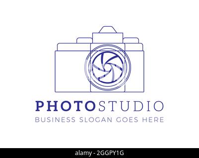 Abstract Minimal Photographer Logo with Camera for Photo Studio Stock Vector