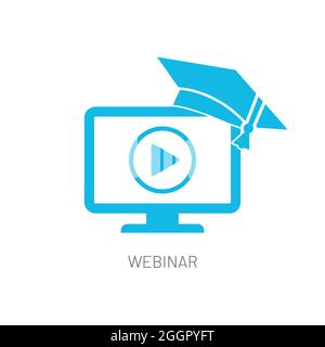 Webinar Online Video Tutorial Study Icon Isolated Stock Vector