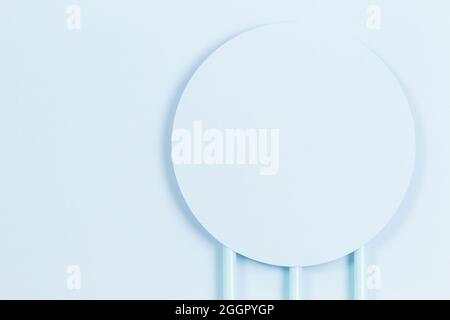 Abstract pastel blue color background. Minimal geometric shapes and lines, top view Stock Photo