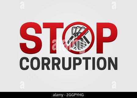 Stop Corruption and Anti-Corruption Icon Loo Background Illustration Stock Vector