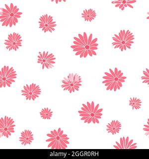 Small Pink Margaret Flower Floral Textile Repeat Pattern Background Stock Vector