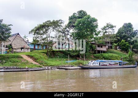 Small village Pantoja on a river Napo, Peru Stock Photo