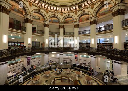 Interior view of the rotunda of Heinen's Grocery Store inside former Cleveland Trust Company Building.downtown Cleveland.Ohio.USA Stock Photo