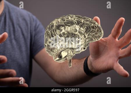Human brain digital illustration. Stock Photo