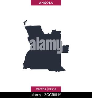 Detailed vector map of Angola with country borders, county names, main ...