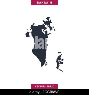 Detailed map of Bahrain vector stock illustration design template. Vector eps 10. Stock Vector