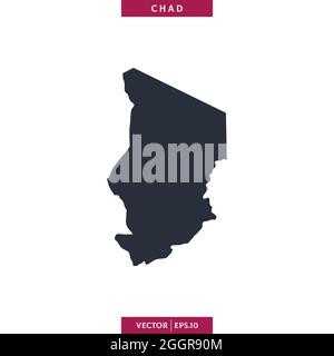 Detailed map of Chad vector stock illustration design template. Vector eps 10. Stock Vector
