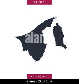 Detailed map of Brunei vector stock illustration design template. Vector eps 10. Stock Vector