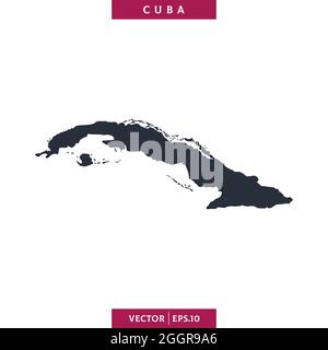 Detailed map of Cuba vector stock illustration design template. Vector eps 10. Stock Vector