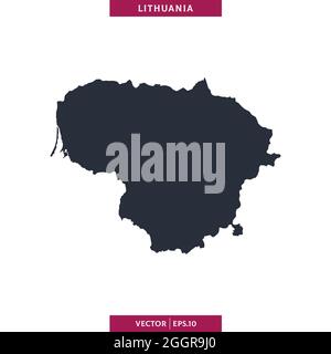 Detailed map of Lithuania vector stock illustration design template. Vector eps 10. Stock Vector