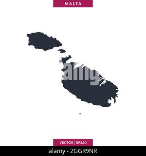 Detailed map of Malta vector stock illustration design template. Vector eps 10. Stock Vector