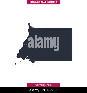 Detailed map of Equatorial Guinea vector stock illustration design template. Vector eps 10. Stock Vector