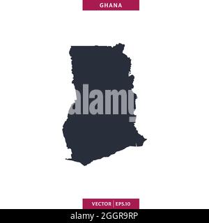 Detailed map of Ghana vector stock illustration design template. Vector eps 10. Stock Vector