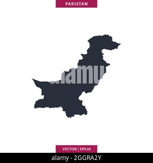 Detailed map of Pakistan vector stock illustration design template. Vector eps 10. Stock Vector