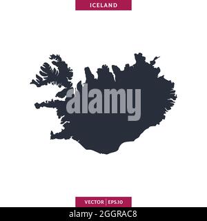 Detailed map of Iceland vector stock illustration design template. Vector eps 10. Stock Vector