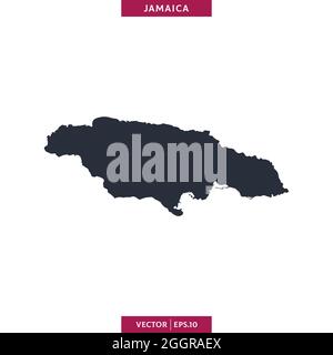 Detailed map of Jamaica vector stock illustration design template. Vector eps 10. Stock Vector