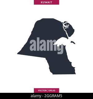 Detailed map of Kuwait vector stock illustration design template. Vector eps 10. Stock Vector