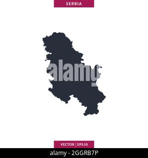 Detailed map of Serbia vector stock illustration design template. Vector eps 10. Stock Vector