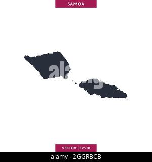 Detailed map of Samoa vector stock illustration design template. Vector eps 10. Stock Vector