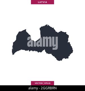 Detailed map of Latvia vector stock illustration design template. Vector eps 10. Stock Vector