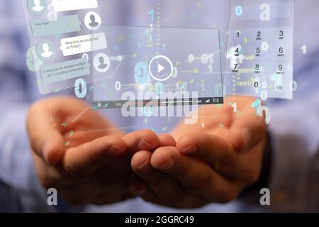 Interface web application in hand Stock Photo