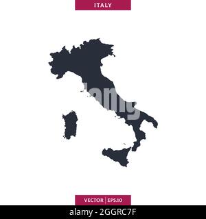 Detailed map of Italy vector stock illustration design template. Vector eps 10. Stock Vector