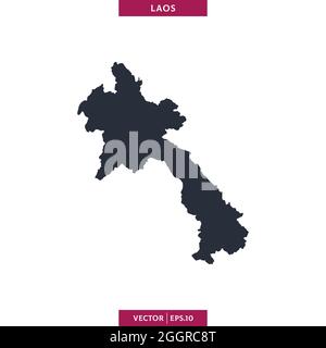 Detailed map of Laos vector stock illustration design template. Vector eps 10. Stock Vector