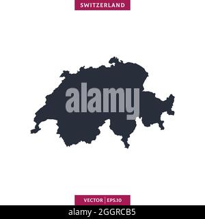 Detailed map of Switzerland vector stock illustration design template. Vector eps 10. Stock Vector